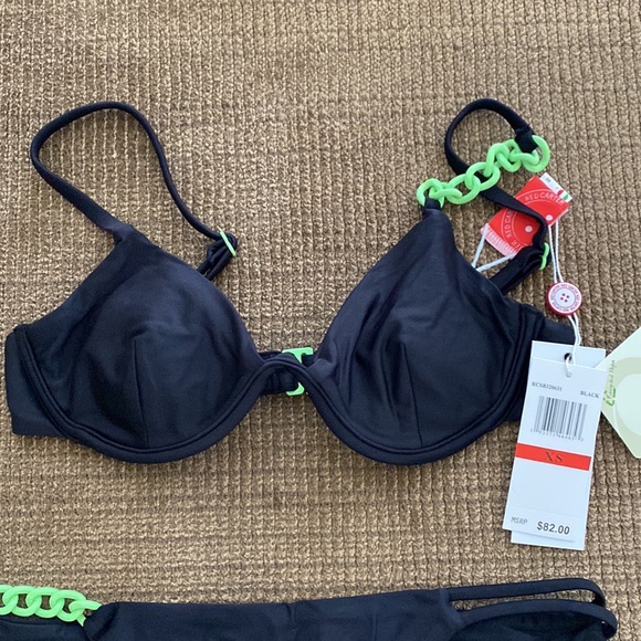 Red Carter Side Chain Bikini Set, Top-XS, Bottom-Small - Picture 4 of 6